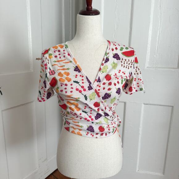 Lisa Says Gah Tops - Lisa Says Gah Fruit Print Wrap Blouse - Multicolor